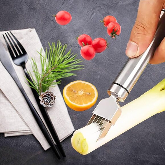 Kitchen Stainless Steel Onion Slicer Cutter Scallion Shredder Knife(2 pack) - Picture 3 of 12